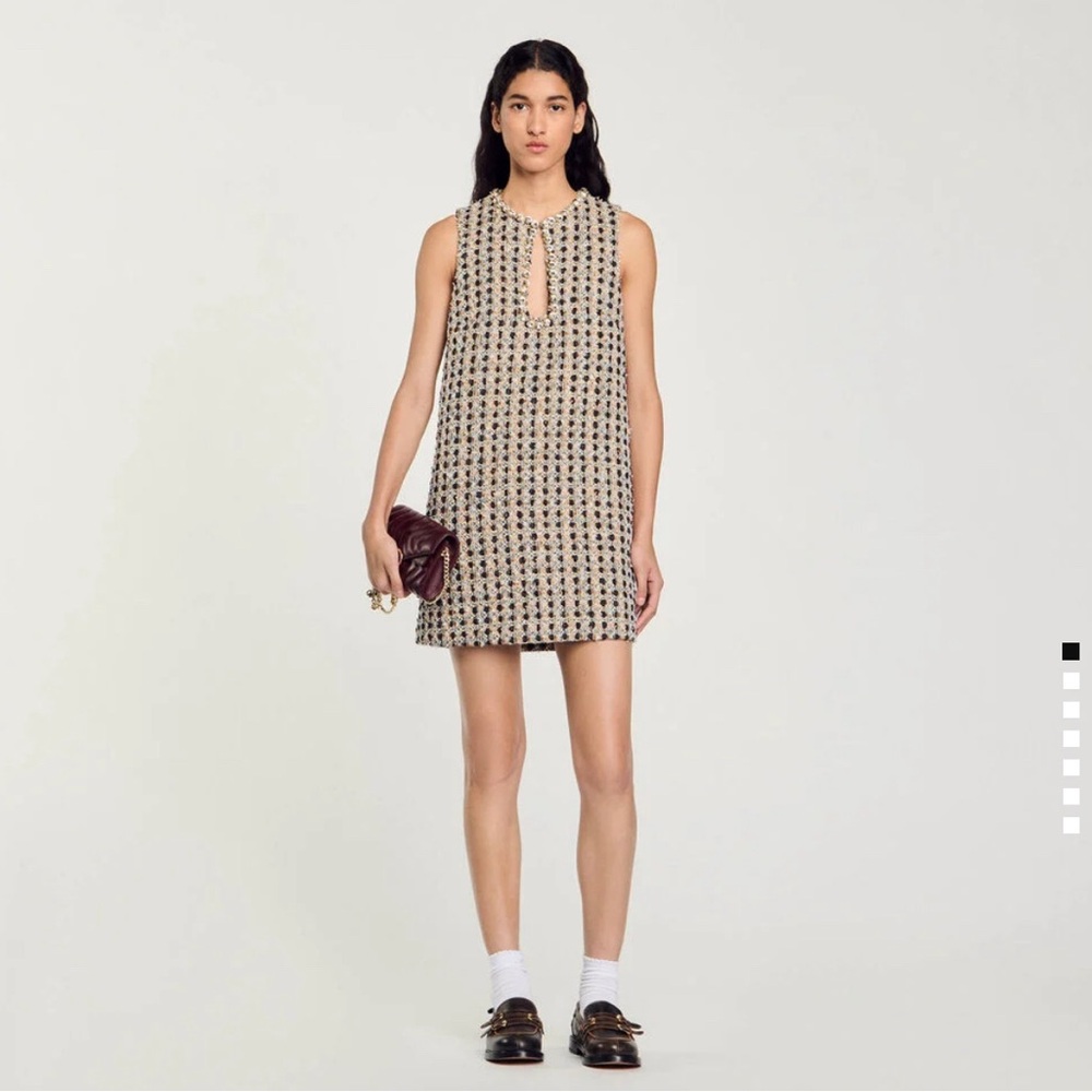 Sandro Tweed Embellished Dress 36